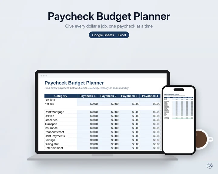 Main preview of the Paycheck Budget Planner